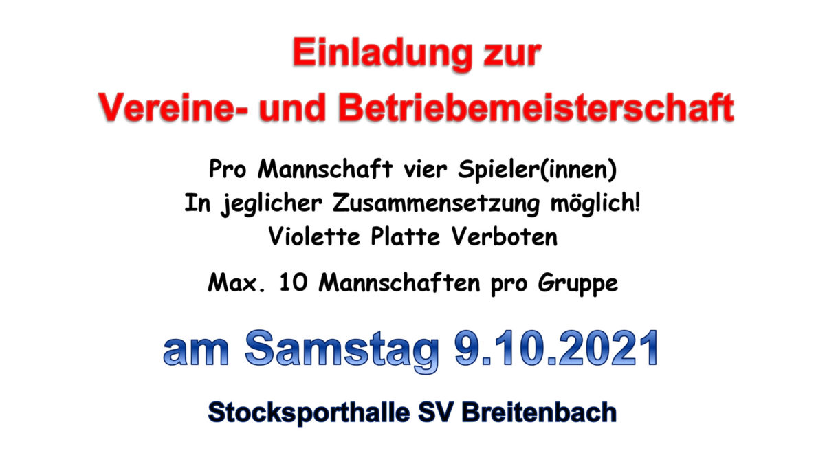 Vereine und Betriebe Meisterschaft 2021 Vereine und Betriebe Meisterschaft 2021