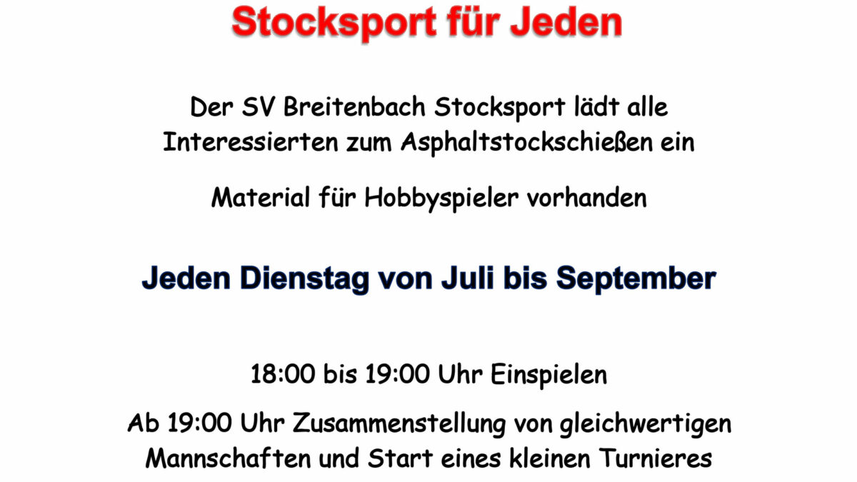 Sommeraktion 2022: Stocksport für jeden